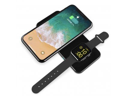 SWISSTEN Wireless bezdrátová nabíječka 2v1 černá